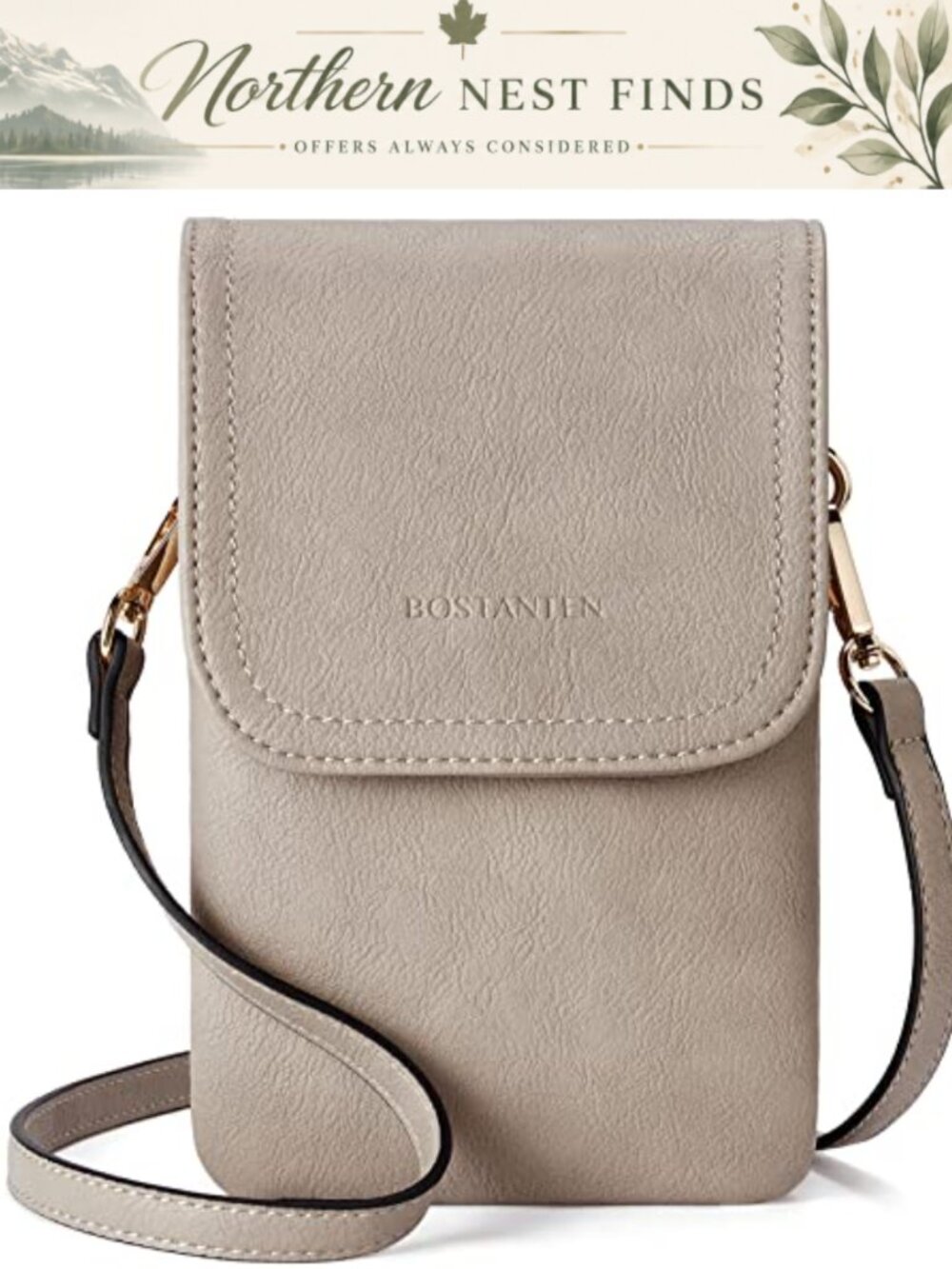 Vegan Leather Crossbody Phone Bag With Detachable Strap